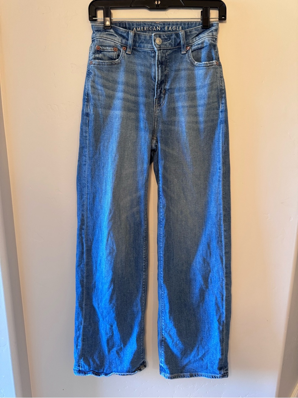 American Eagle Outfitters High-Rise Wide Leg Jeans - Blue Denim